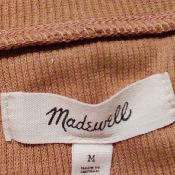 Madewell Fine Ribbed Long Sleeve Henley Tee Medium in Toffee - Picture 6 of 7